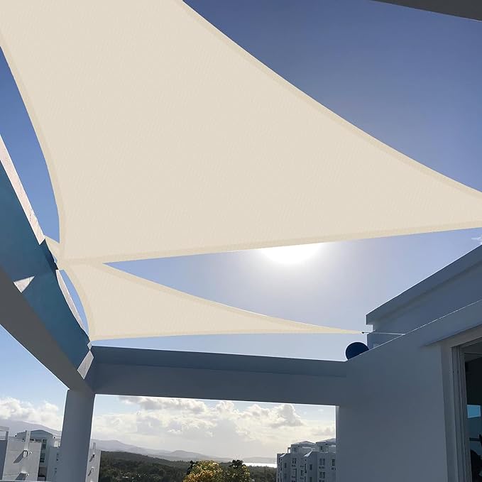 SUNNY GUARD Custom Size 6'x6'x8.5' Butter Cream Sun Shade Sail Triangle UV by SUNNYGUARD