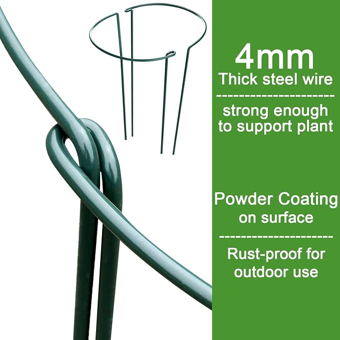 HiGift Plant Support Stakes, 6 Pack Metal Peony Cages and Supports, Garden - Image 3