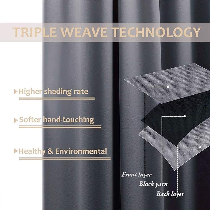 NICETOWN 2 Panels Grey Blackout Outdoor Curtains - Image 7