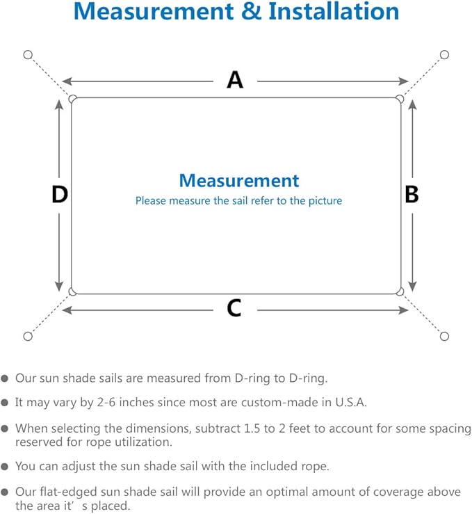 Eden's Decor Straight Flat-Edged Sun Shade Sail Rectangular 16' x 22' Beige - Image 3