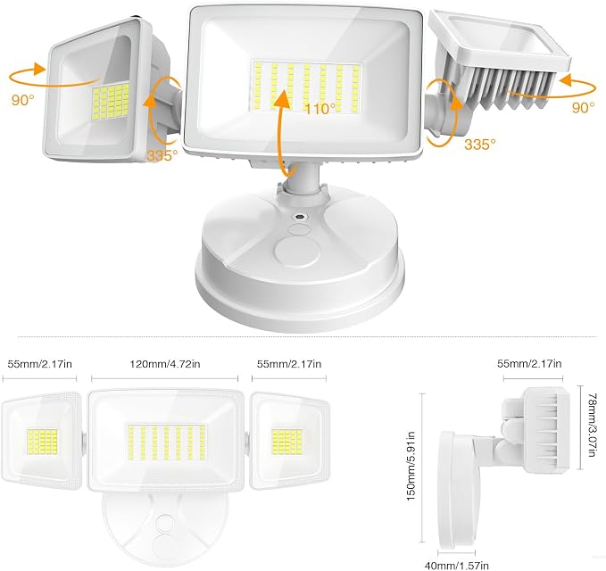 Onforu 75W Flood Lights Outdoor, 7000LM Brightness Security Lights Switch - Image 9