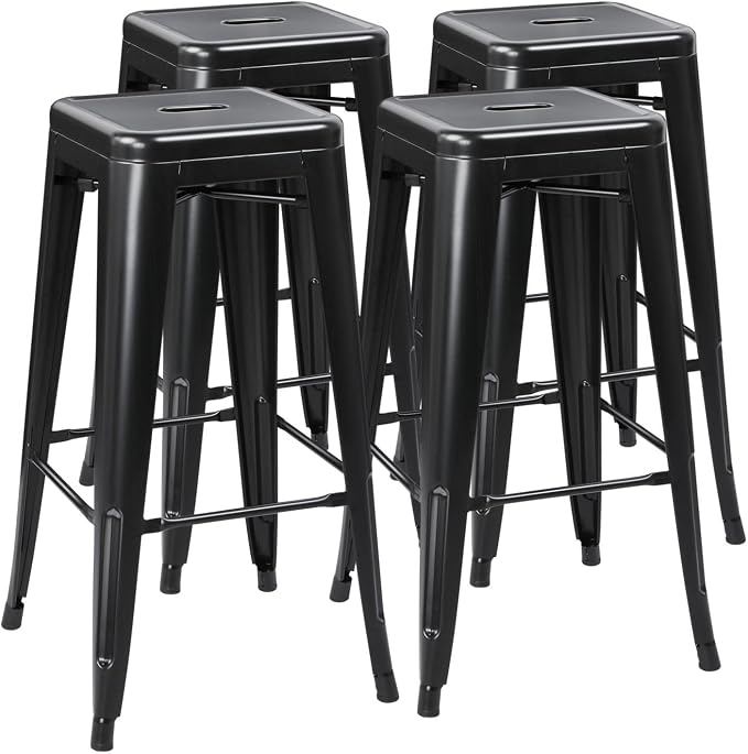 Yaheetech 30 Inch Metal Bar Stools Set of 4, Bar Height Backless Bartools by Yaheetech