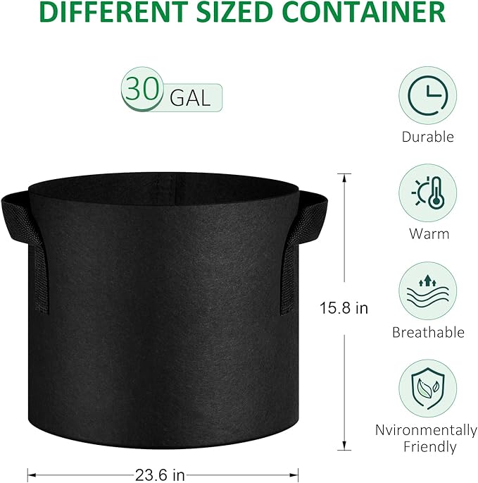 12-Pack 30 Gallon Thickened Non-Woven Grow Bags, Aeration Fabric Pots - Image 2