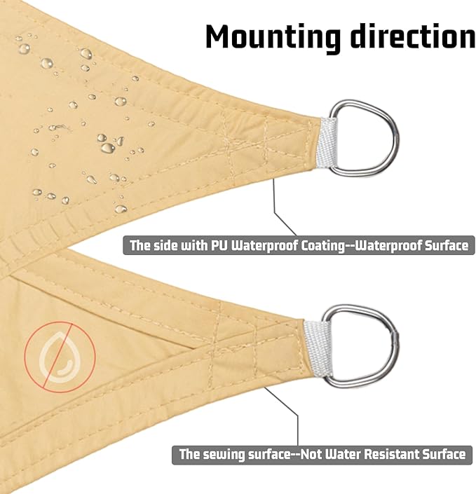 LOVE STORY Waterproof 12' x 12' x 12' Triangle Sand Sun Shade Sail Cannoy UV - Image 3