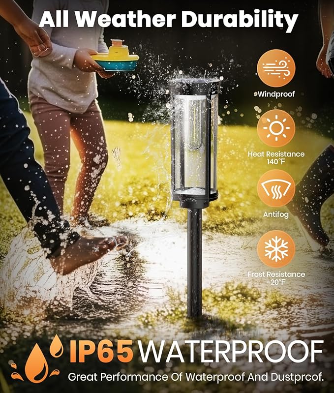 Solar Pathway Lights Outdoor Waterproof 4 Pack Upgraded Solar Walkway Landscape - Image 5