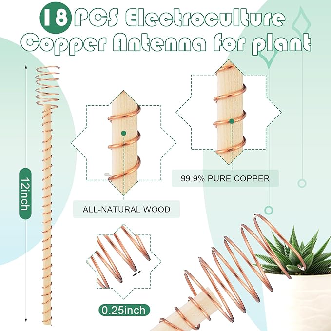 18 Pcs Electroculture Plant Stakes 12 Inches Long Copper Garden Stakes - Image 2