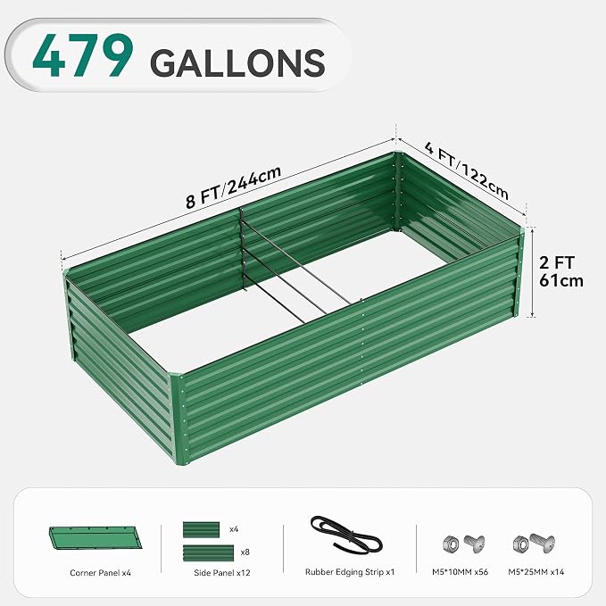 YITAHOME 96x48x24 in 2pcs Galvanized Raised Garden Bed Kit, Large Metal Planter - Image 8