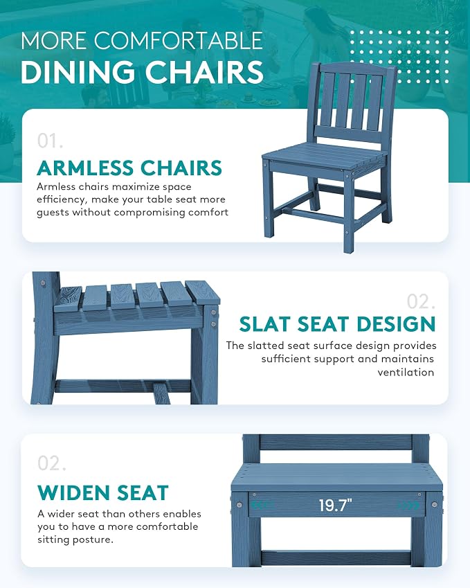 SERWALL 11-Piece Outdoor Dining Set, All Weather HDPE Outdoor Furniture Set - Image 6