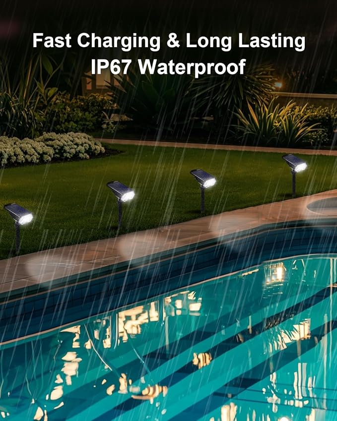 6 Pack Solar Powered Outdoor Spot Lights Outside Waterproof 20 LEDs Landscape - Image 6