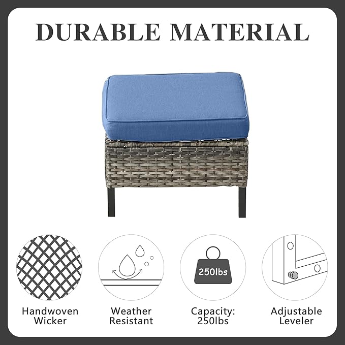 Belord Wicker Patio Furniture 5 Piece Outdoor Sofa Set, Oversize Outdoor Dining - Image 8
