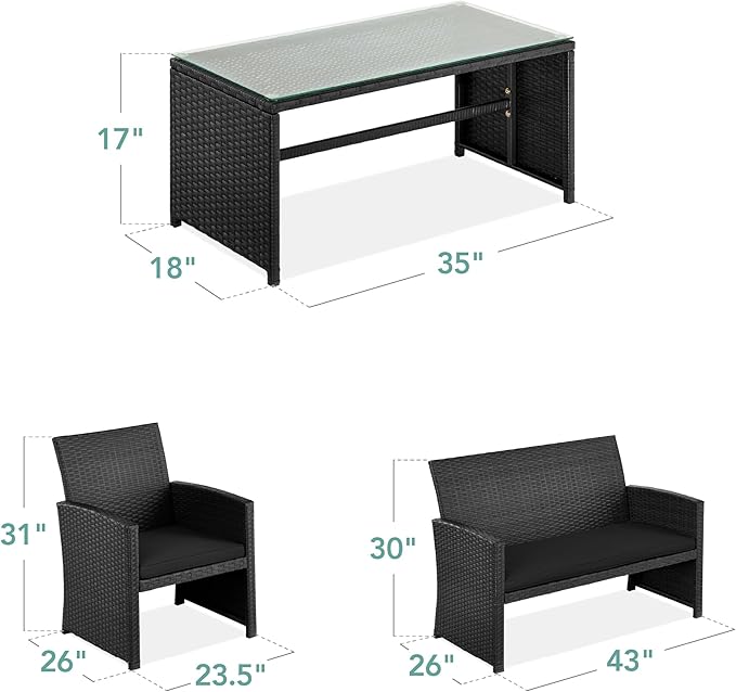 Best Choice Products 4-Piece Outdoor Wicker Patio Conversation Furniture Set - Image 7