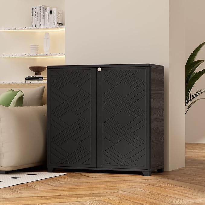 ADDOK Indoor Outdoor Plastic Storage Cabinet 34"x15"x34", Outdoor Storage Shed - Image 7