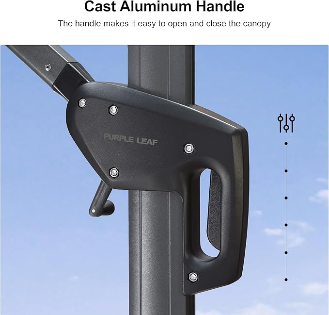 PURPLE LEAF 11 Feet Patio Umbrella Outdoor Cantilever Round Umbrella Aluminum - Image 4
