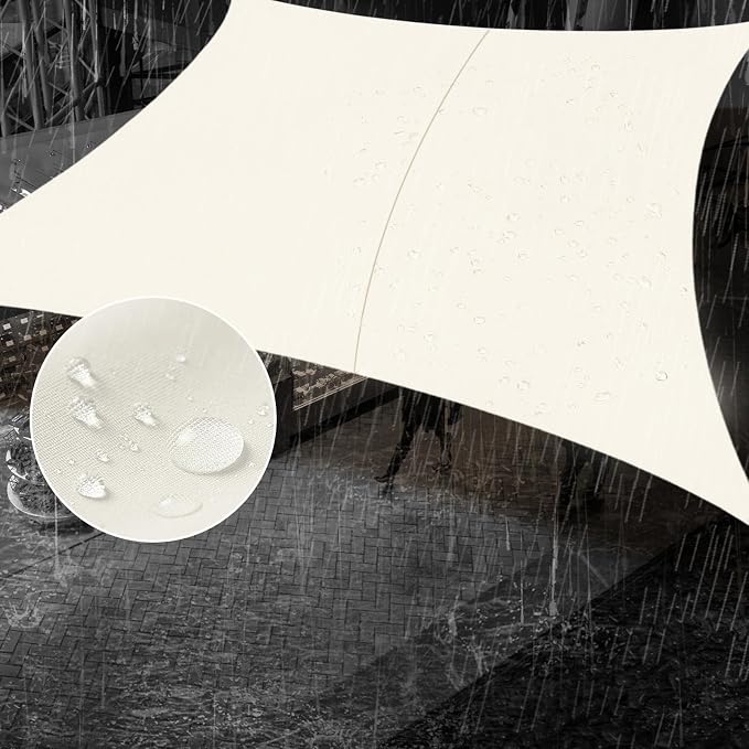 SUNNY GUARD Waterproof Sun Shade Sail 4' x 8' Cream Rectangle UV Block Sunshade by SUNNYGUARD