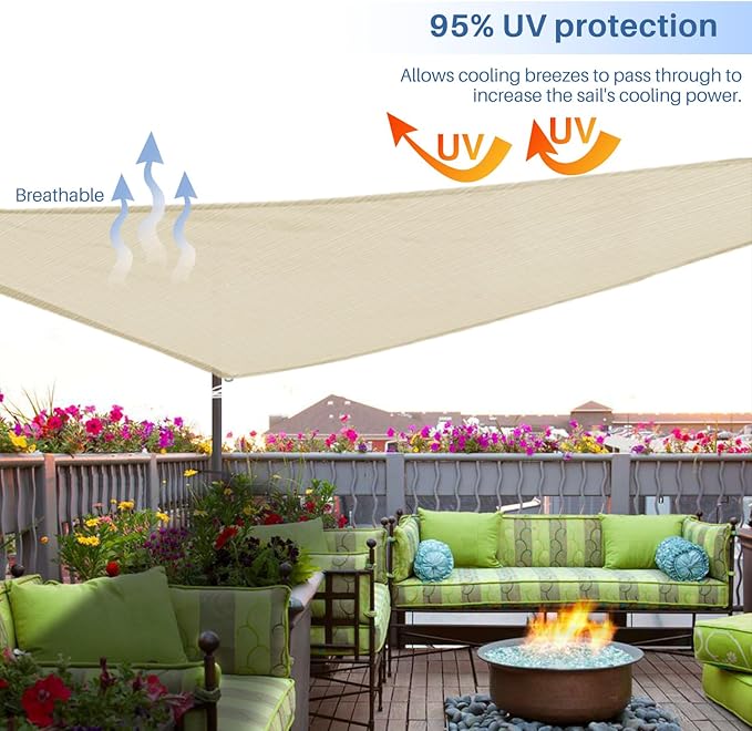 E&K Sunrise 3' x 3' x 3' Sun Shade Sail Triangle Canopy Shade Cover UV Block - Image 5