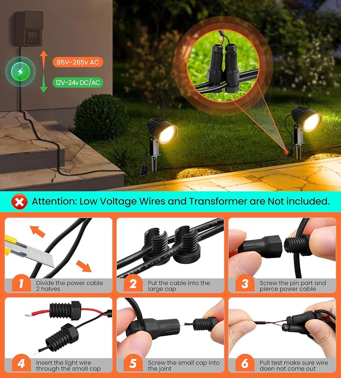 MEIKEE 7W 800lm Low Voltage Landscape Lights, 12V 24V LED Landscape Lighting - Image 6