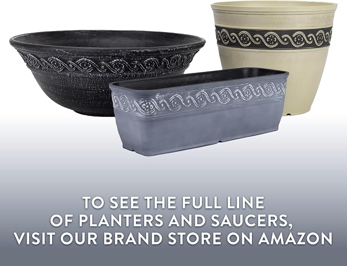 Classic Home and Garden Corinthian Round Resin Flower Planter Pot, Slate Blue 8" - Image 7