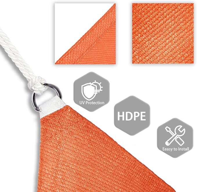 Patio Paradise 12' x 12' x 11'10" Sun Shade Sail Triangle Canopy, Permeable - Image 3