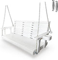 Wooden Porch Swing 3-Seater, High Backrest and Deep Seat, Bench Swing by FortuneCandy