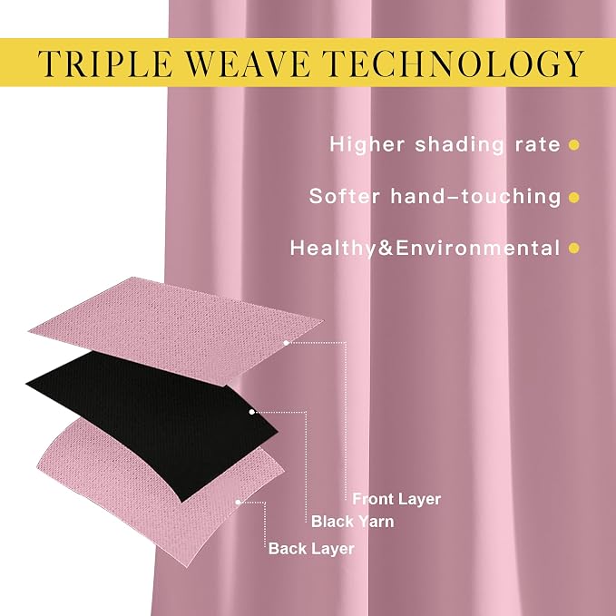 NICETOWN Bedroom Curtain Room Darkening Drapery 102 inches Length - Image 3