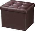 AmasSmile Storage Ottoman Folding Foot Rest Stool, Leather Footstool Bench by AmasSmile