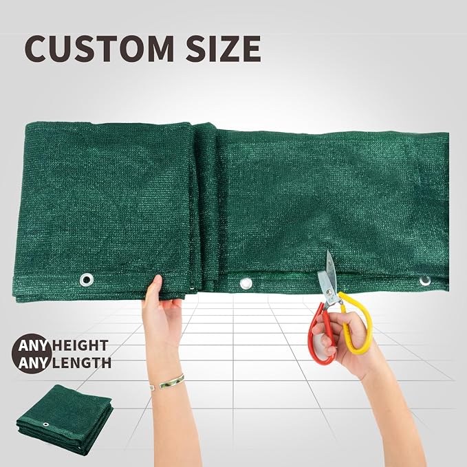 LOVE STORY Custom Size 3'x1' Dark Green Balcony Privacy Screen, UV Block - Image 2