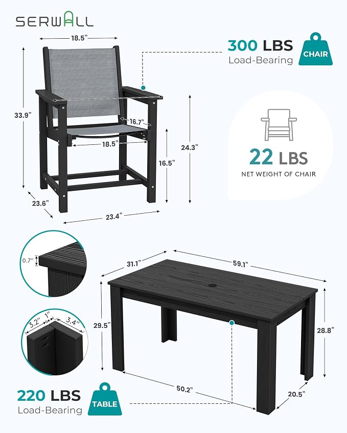 SERWALL Outdoor Dining Sets for 4 - Image 2