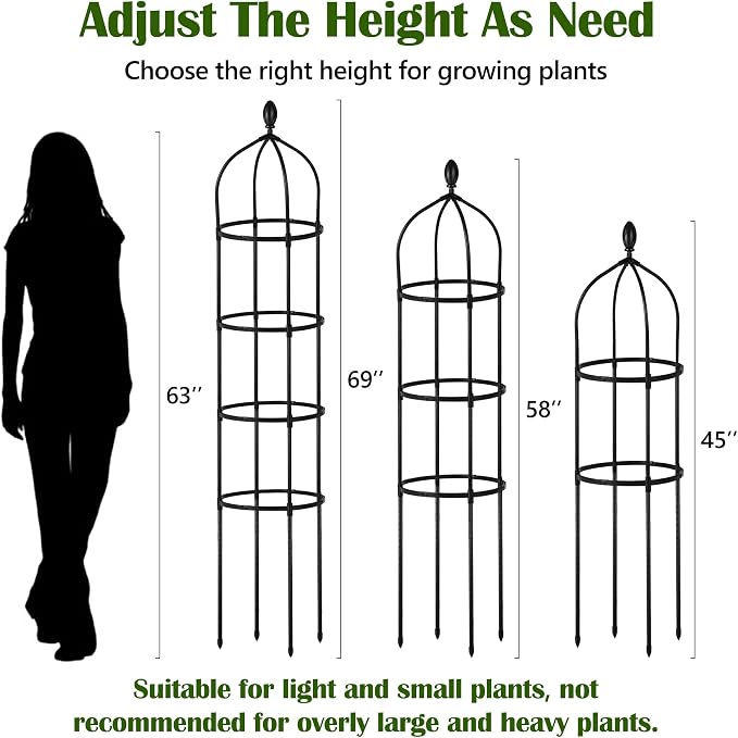 Garden Obelisk Trellis for Climbing Plants Outdoor 6 Ft Rose Bush Round Trellis - Image 3