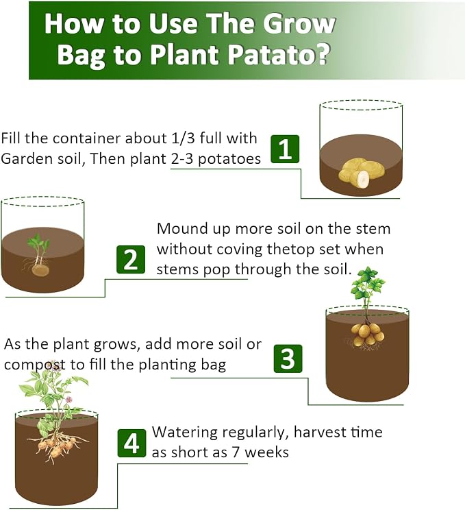 JJGoo Potato Grow Bags, 4 Pack 10 Gallon Potato Planter - Image 6