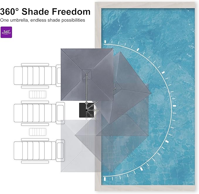 PURPLE LEAF 10' X 13' Rectangle Cantilever Umbrella - Image 5
