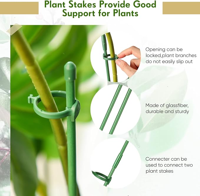 meekoo 12 Pcs Adjustable Garden Plant Support Stakes Single Stem Plant Cage - Image 3