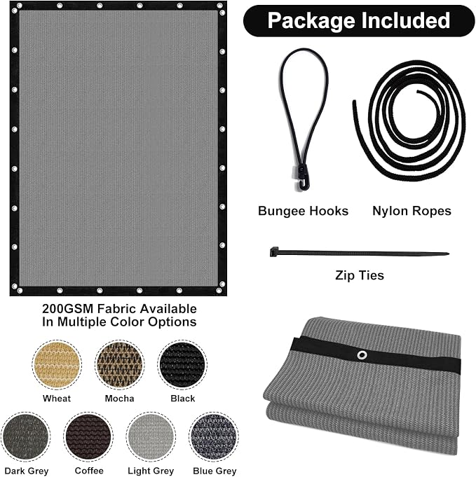 Artpuch 90% Sun Shade Cloth, 10 x 10 FT Pergola Shade Cover Canopy - Image 7