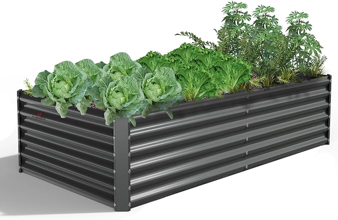 A ANLEOLIFE 6X3X1.5 ft Galvanized Raised Garden Beds Outdoor, Rectangular Metal by AAnleolife