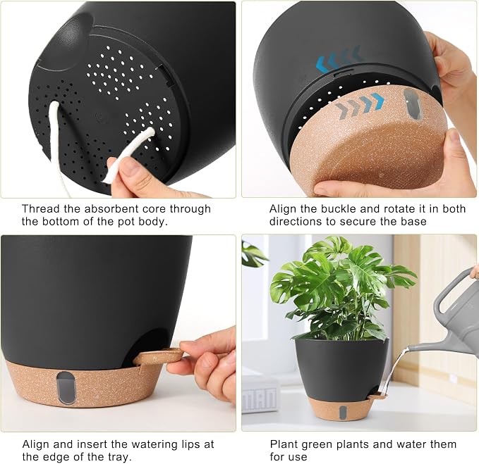 Plant Pots, 12/10/9/8/ Inch Large Plastic Self Watering Flower Pots Indoor - Image 4