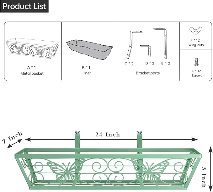4 Pack 24 Inch Window Boxes Planters Railing Planter Box - Image 4