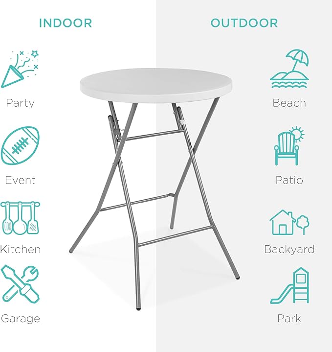 Best Choice Products 32in Bar Height Folding Table, Round Indoor Outdoor - Image 4