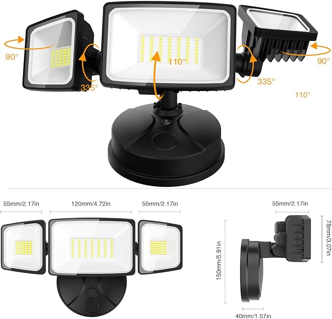 Onforu 2 Pack 75W Flood Lights Outdoor, 7000LM LED Flood Lighting Outdoor - Image 9
