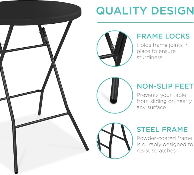 Best Choice Products 32in Bar Height Folding Table, Round Indoor Outdoor - Image 5