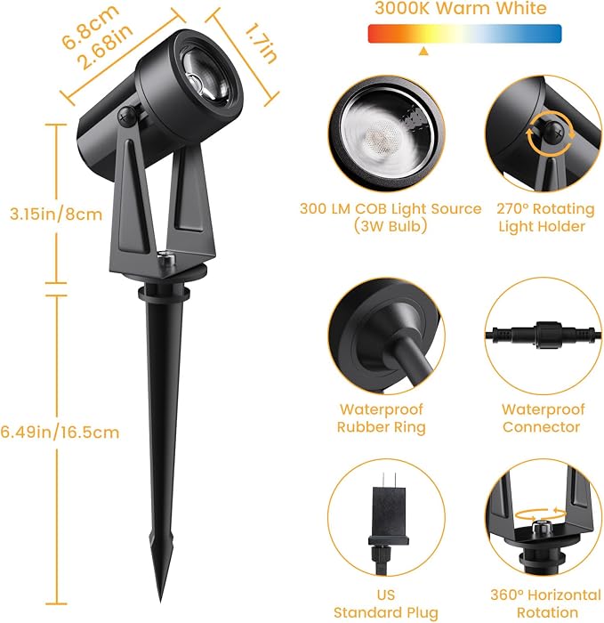 Low Voltage Landscape Lighting, 4 Pack Outdoor LED Landscape Spotlights - Image 2