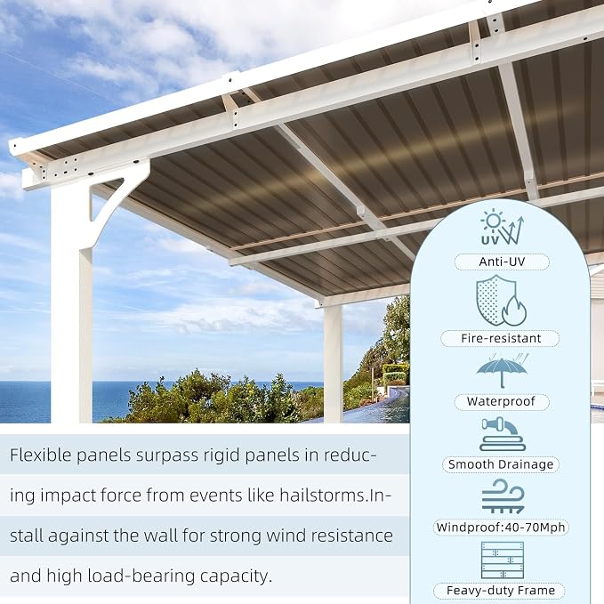 AECOJOY 14' x 8' White Gazebo Outdoor Pergola - Image 6