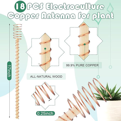 18 Pcs Electroculture Plant Stakes 17 Inches Long Copper Garden Stakes - Image 2
