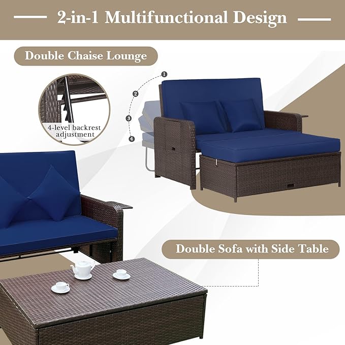COSTWAY Patio Rattan Daybed - Image 8