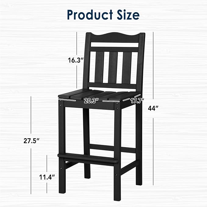 nalone Outdoor Bar Stool, HDPE Tall Adirondack Chair Bar Chair, Weather - Image 3