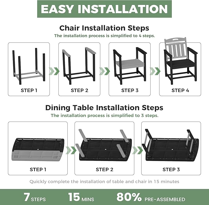 HDPE Outdoor Patio Dining Set - Image 9