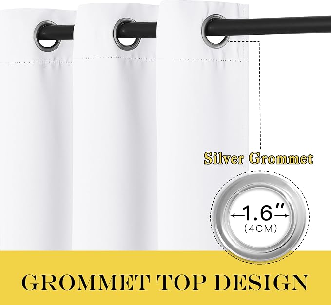NICETOWN Room Darkening White Curtain 66 inches Long - Image 2