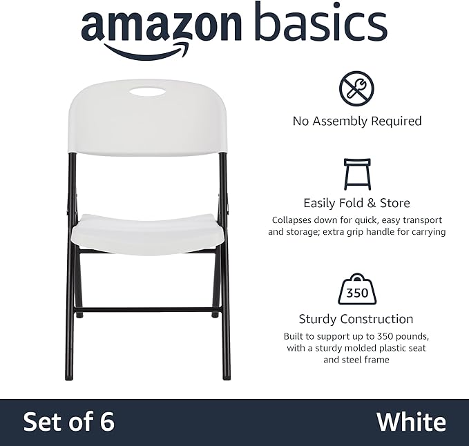 Amazon Basics Sturdy Foldable Plastic Chair, 350-Pound Capacity - Image 4
