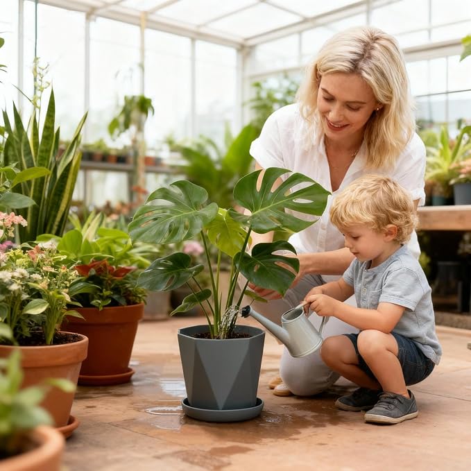 InmeRun Plant Pots Indoor Plastic Flower Pots Outdoor 5 inch Set of 12 Pack - Image 8