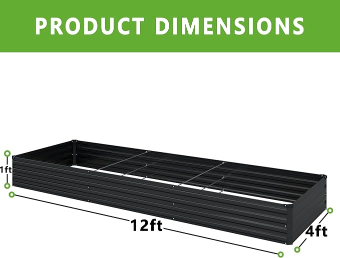2PCS 12x4x1FT Galvanized Raised Garden Bed Kit, Vegetable Boxes-Rectangle Metal - Image 2