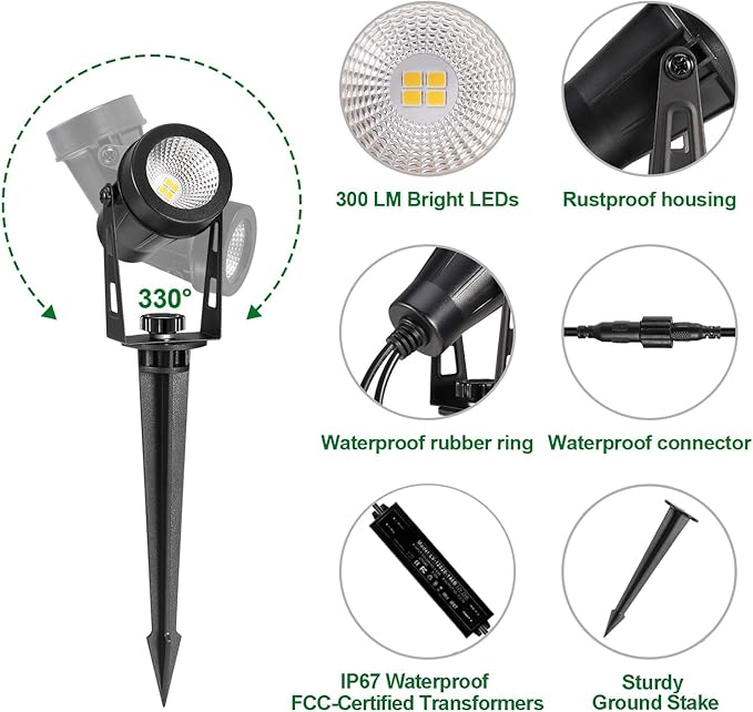 Outdoor Landscape Lighting, 4 Pack LED Outdoor Spot Lights - Image 2