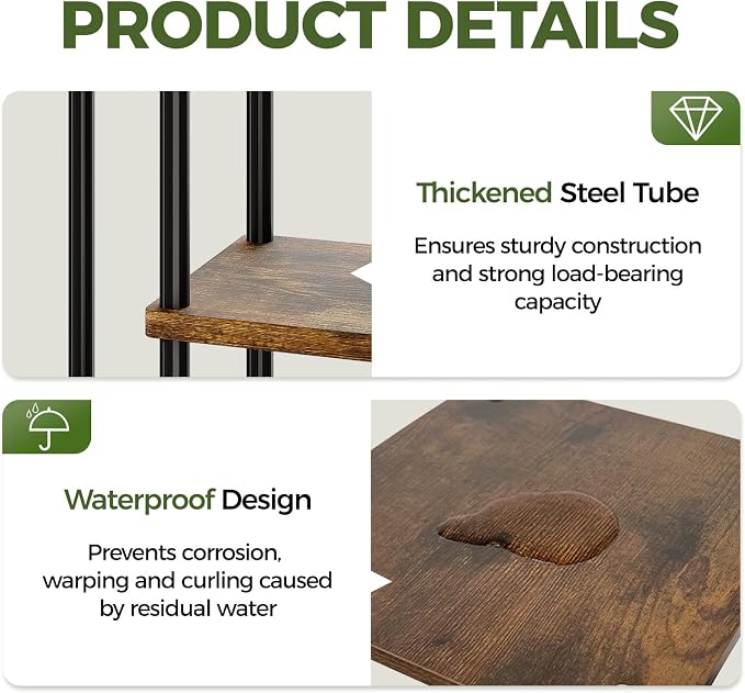 Bamworld Corner Plant Stand Indoor, 5 Tier Metal Plant Shelf - Image 6